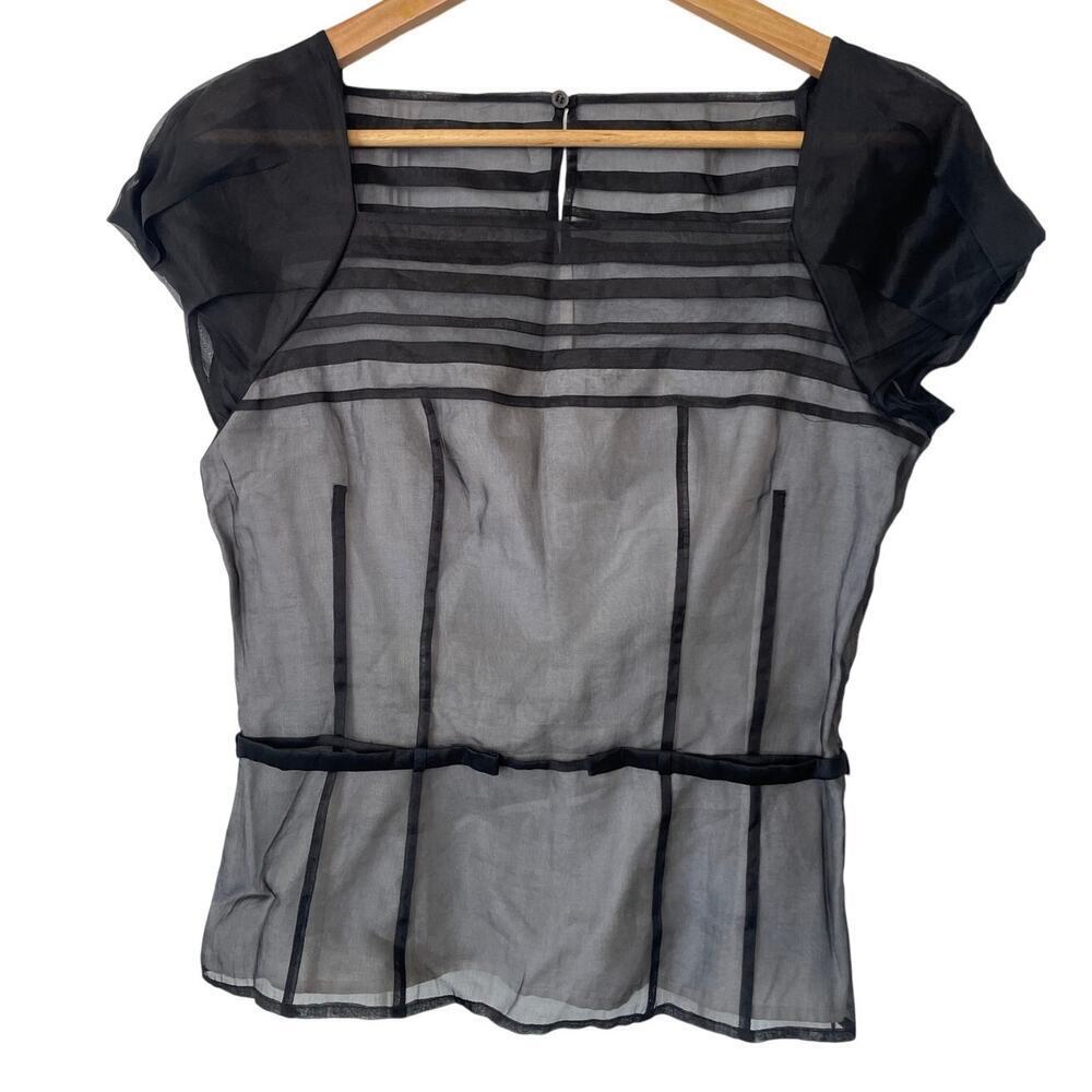 Hugo Boss Black Semi-Sheer Pleated Exposed Seam Peplum Top • Whimsygoth